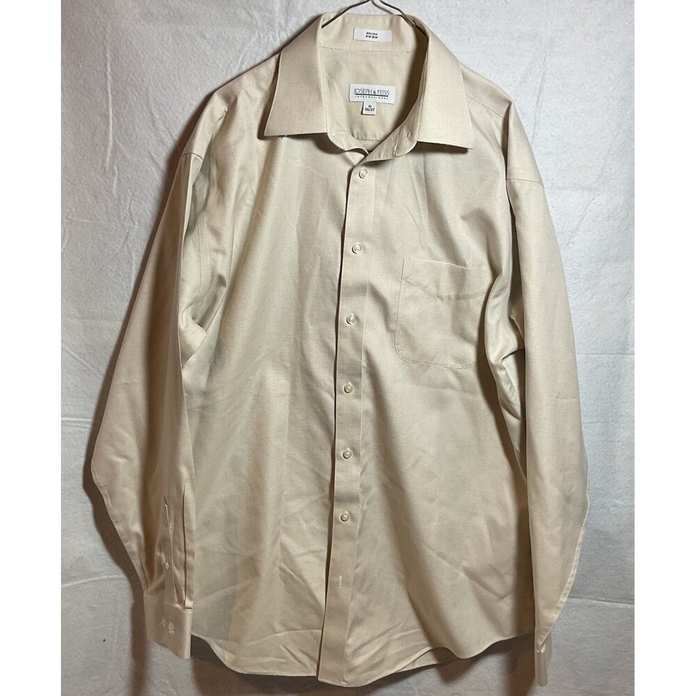 Joseph And Feiss Men’s Dress Shirt Button Up 16 36/37 No Iron Beige